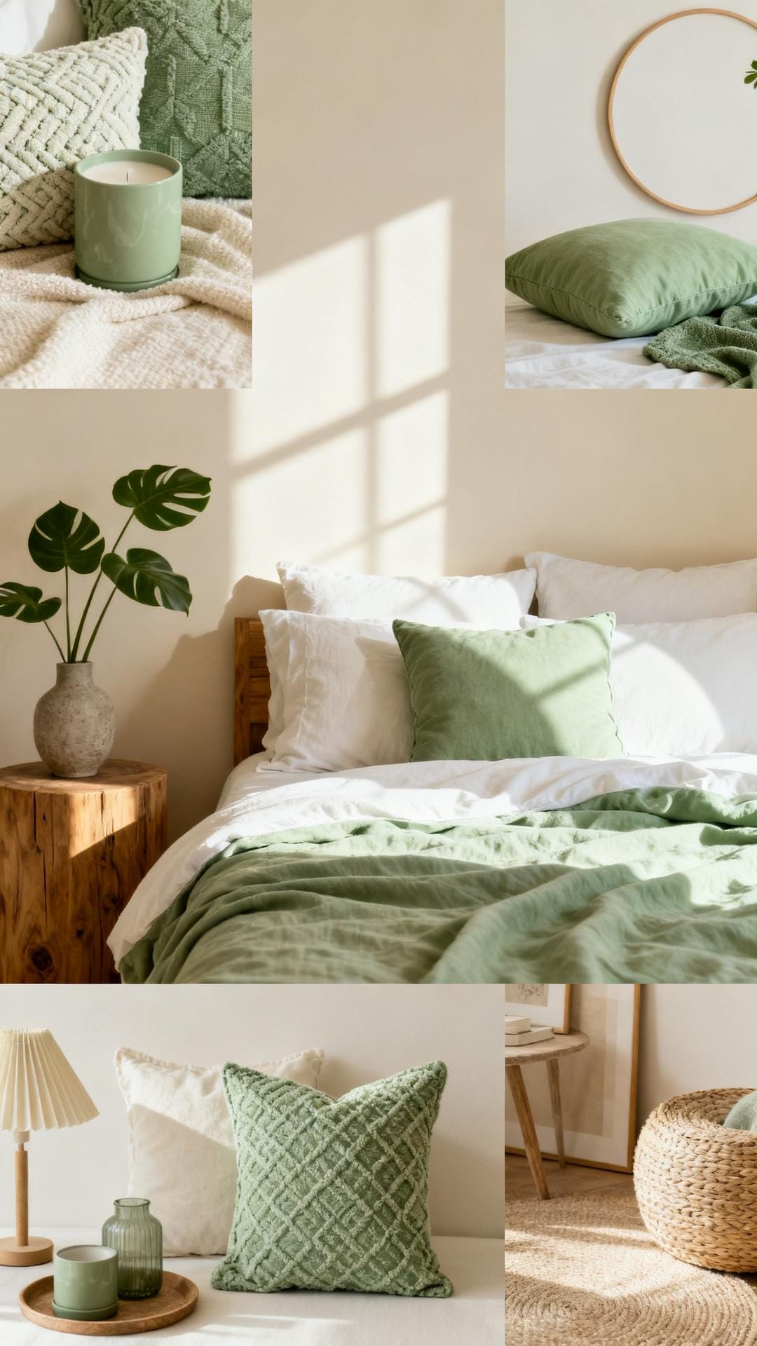 High-Contrast Cream With Sage Accents