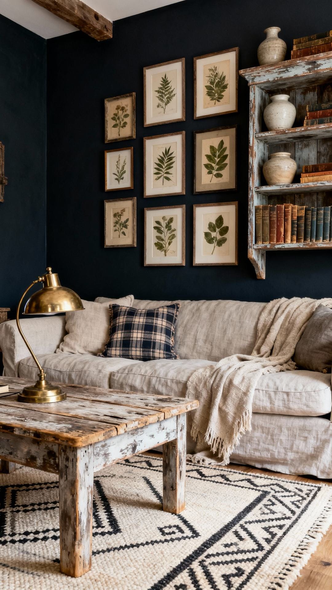 High-Contrast Farmhouse With Moody Walls