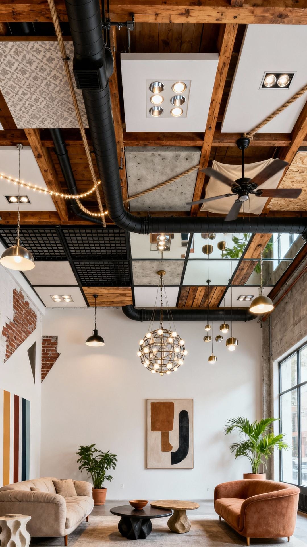 Industrial Loft: Exposed Joists With Matte Black Ductwork