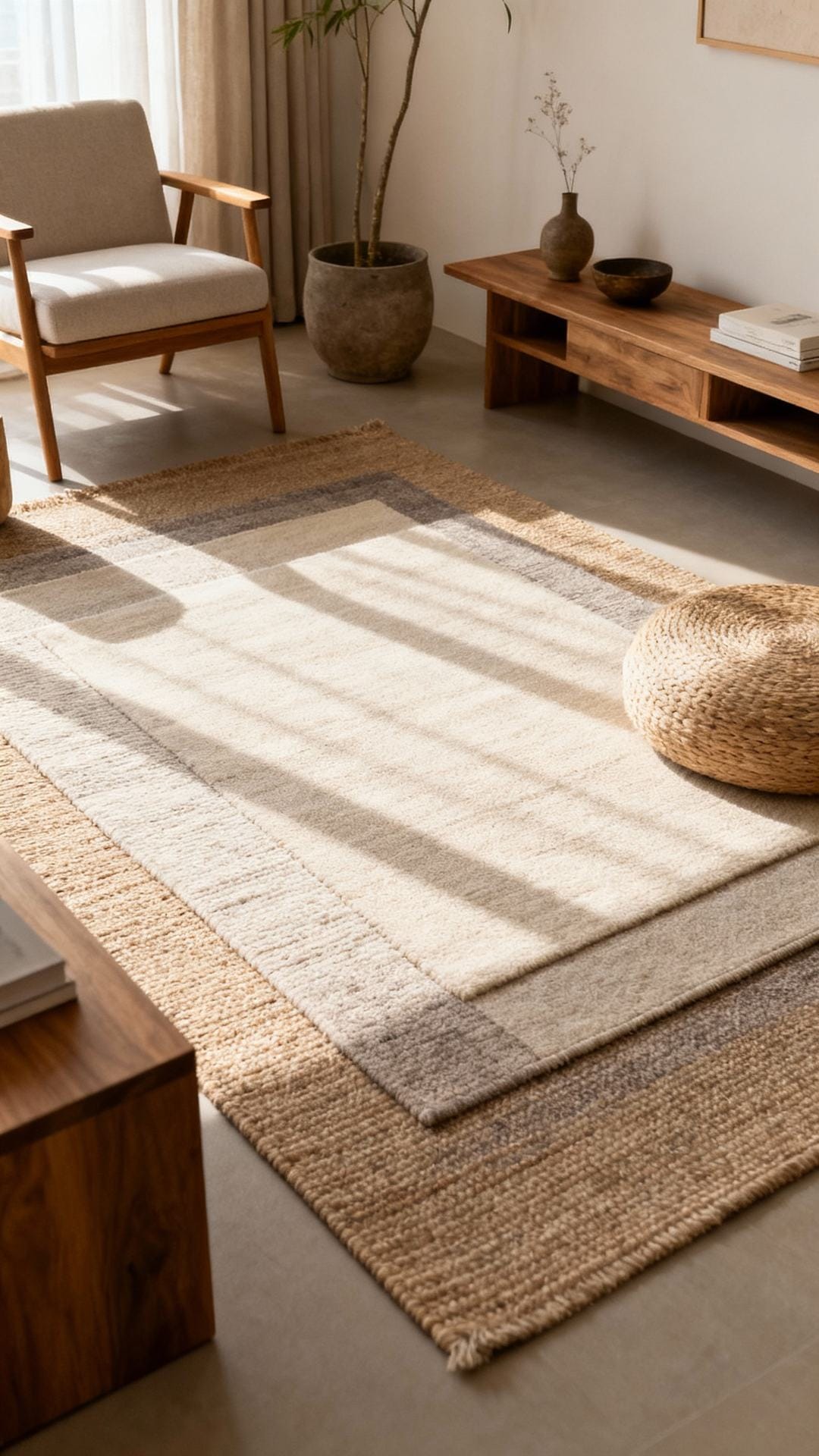Layered Rug Look In Quiet Neutrals