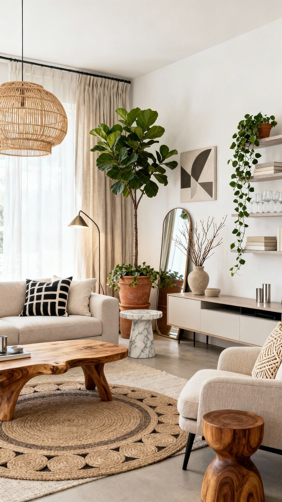 Light-and-Leafy Minimal Biophilic Space