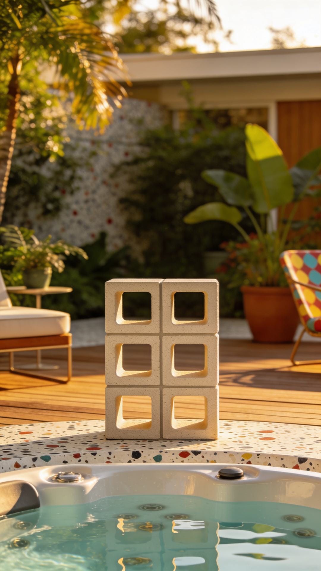 Mid-Century Poolside Companion With Breeze Blocks