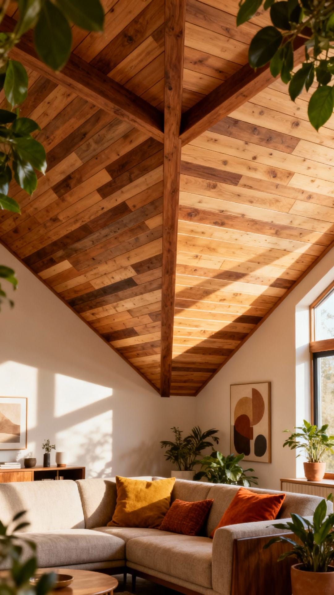 Mid-Century Vault: Tongue-and-Groove Wood on a Pitched Ceiling