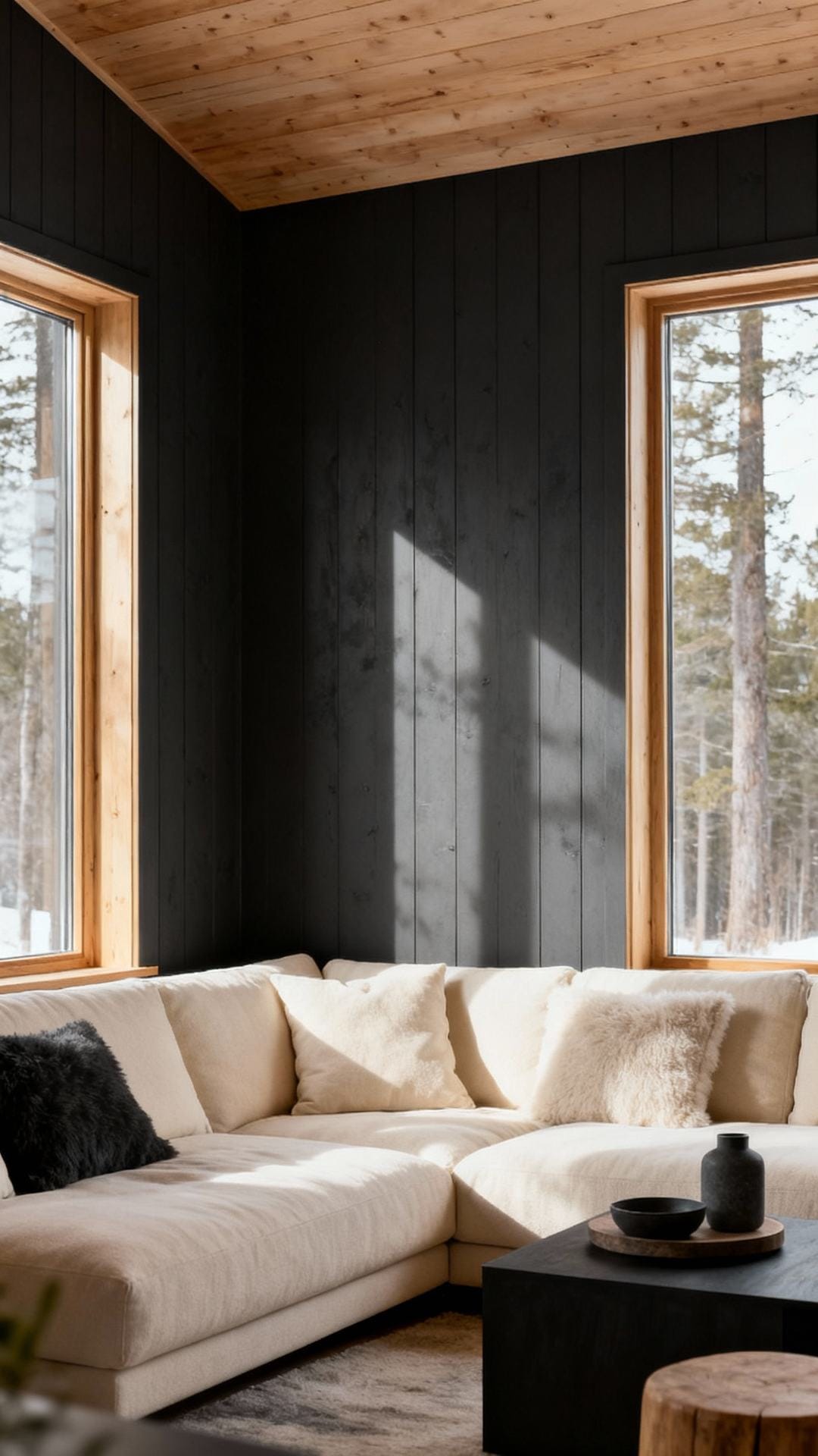Minimal Cozy Cabin With Charcoal and Cream