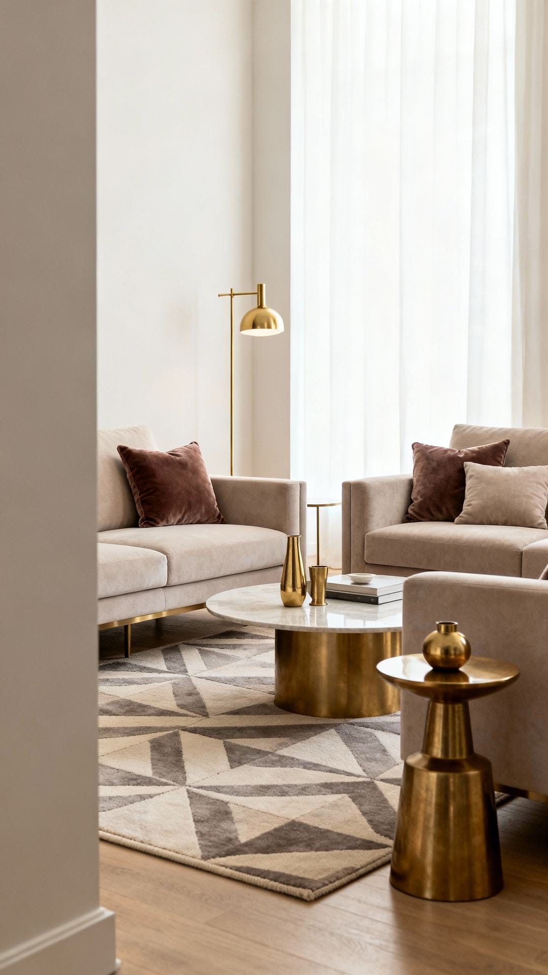 Minimal Luxe With Brass and Velvet Accents