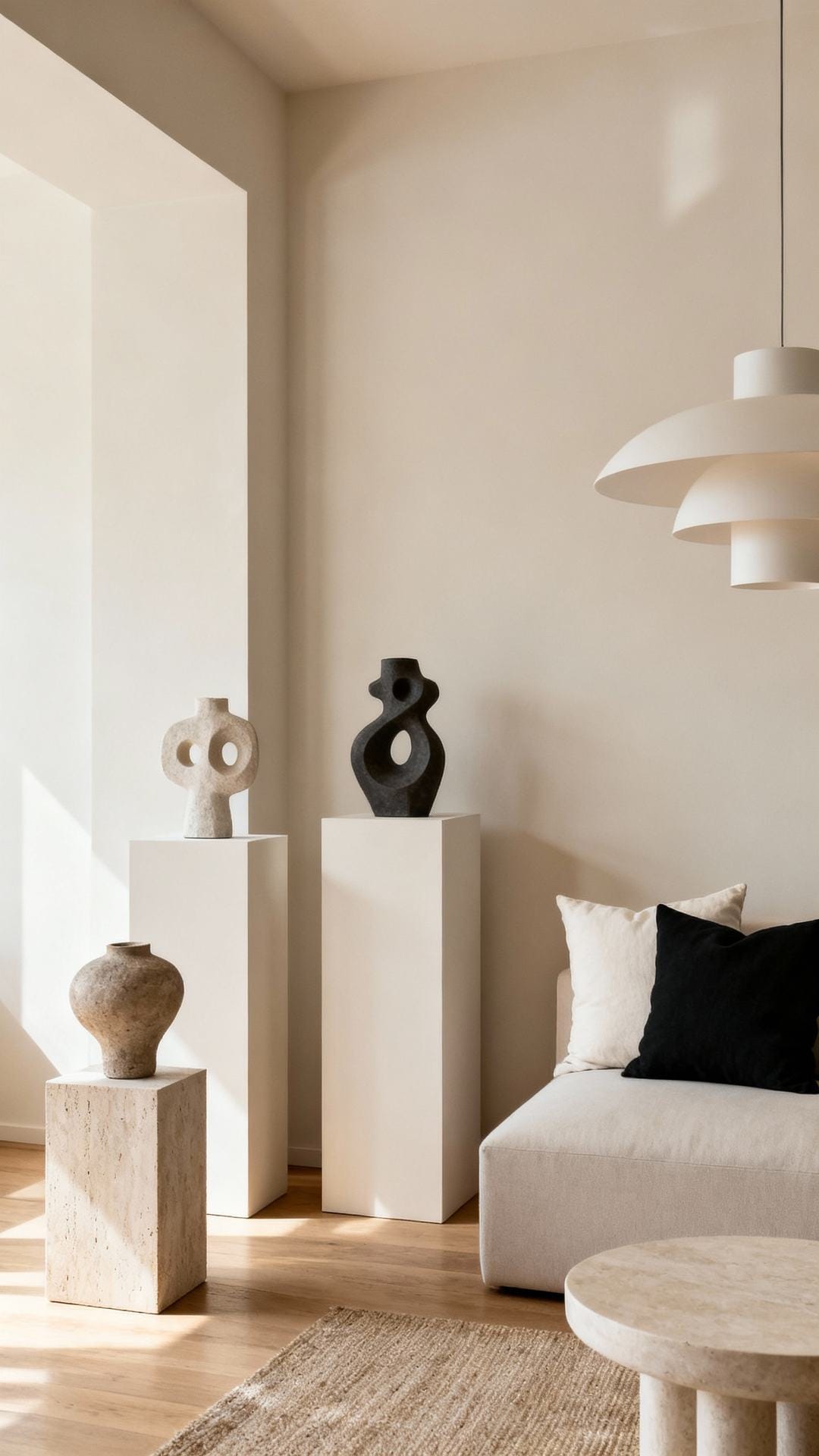 Minimalist Art House With Pedestals and Plinths