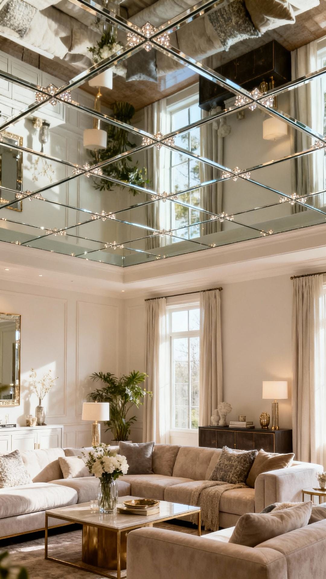 Mirrored Ceiling Panels for Subtle Glam