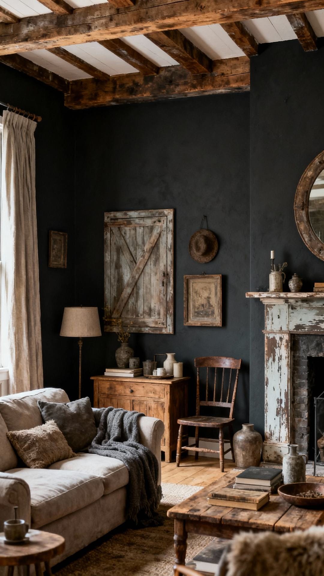 Moody Farmhouse With Charcoal Walls