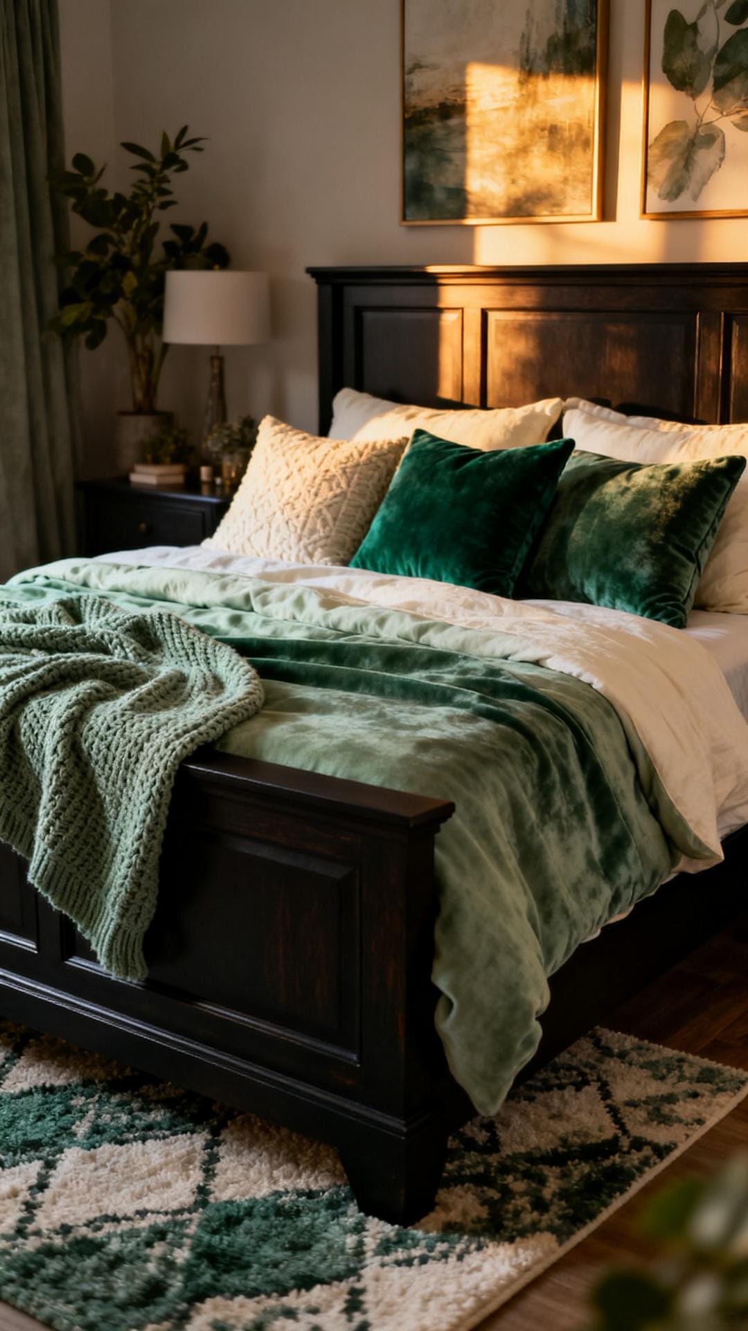 Moody Sage Sanctuary With Dark Wood