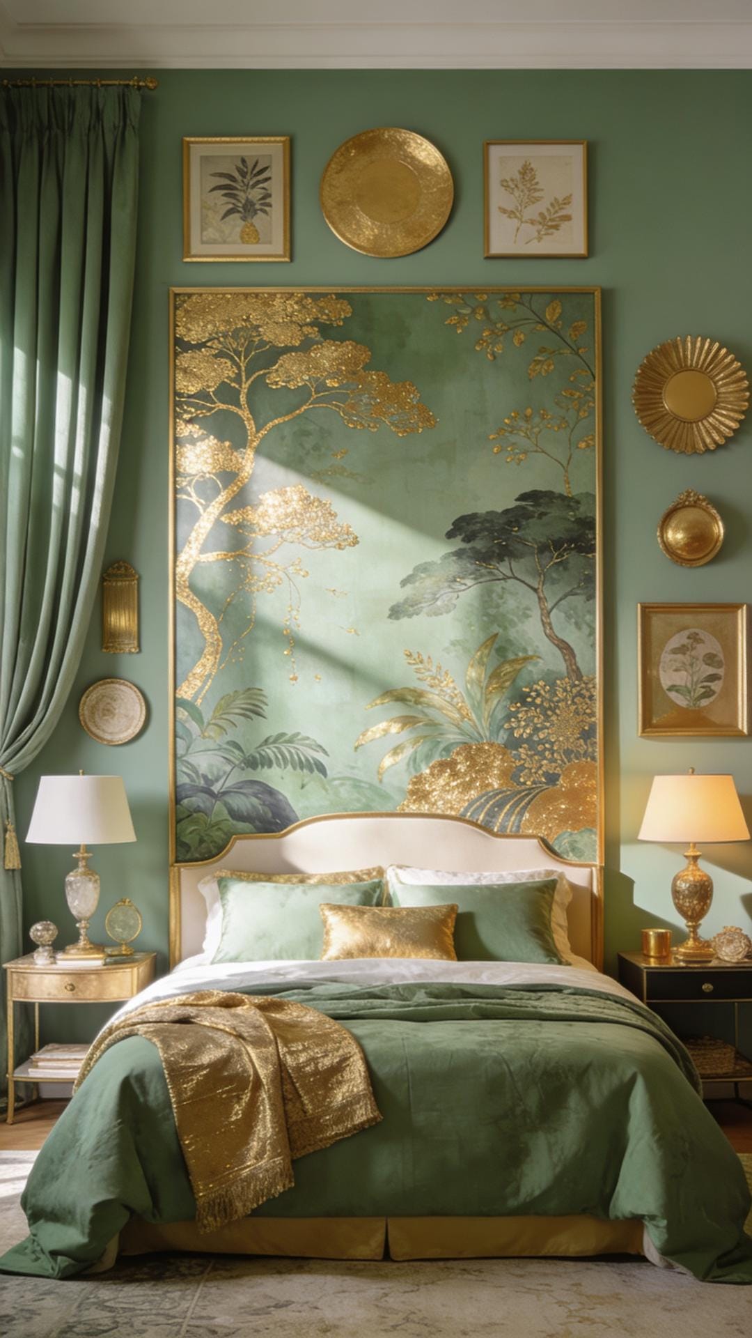 Nature-Inspired Mural With Gilded Details