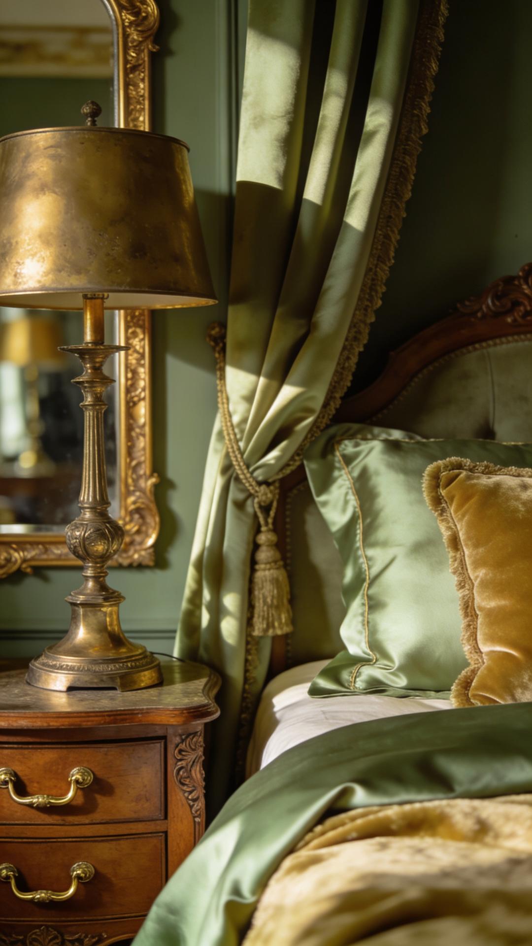 Old-World Glam With Antique Brass And Silk