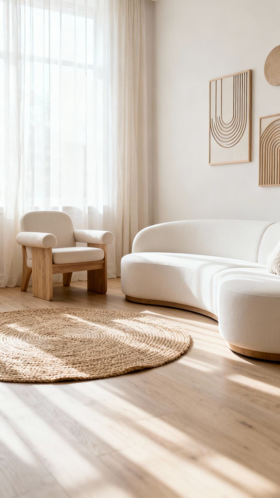 Pale Wood Paradise With Curved Forms