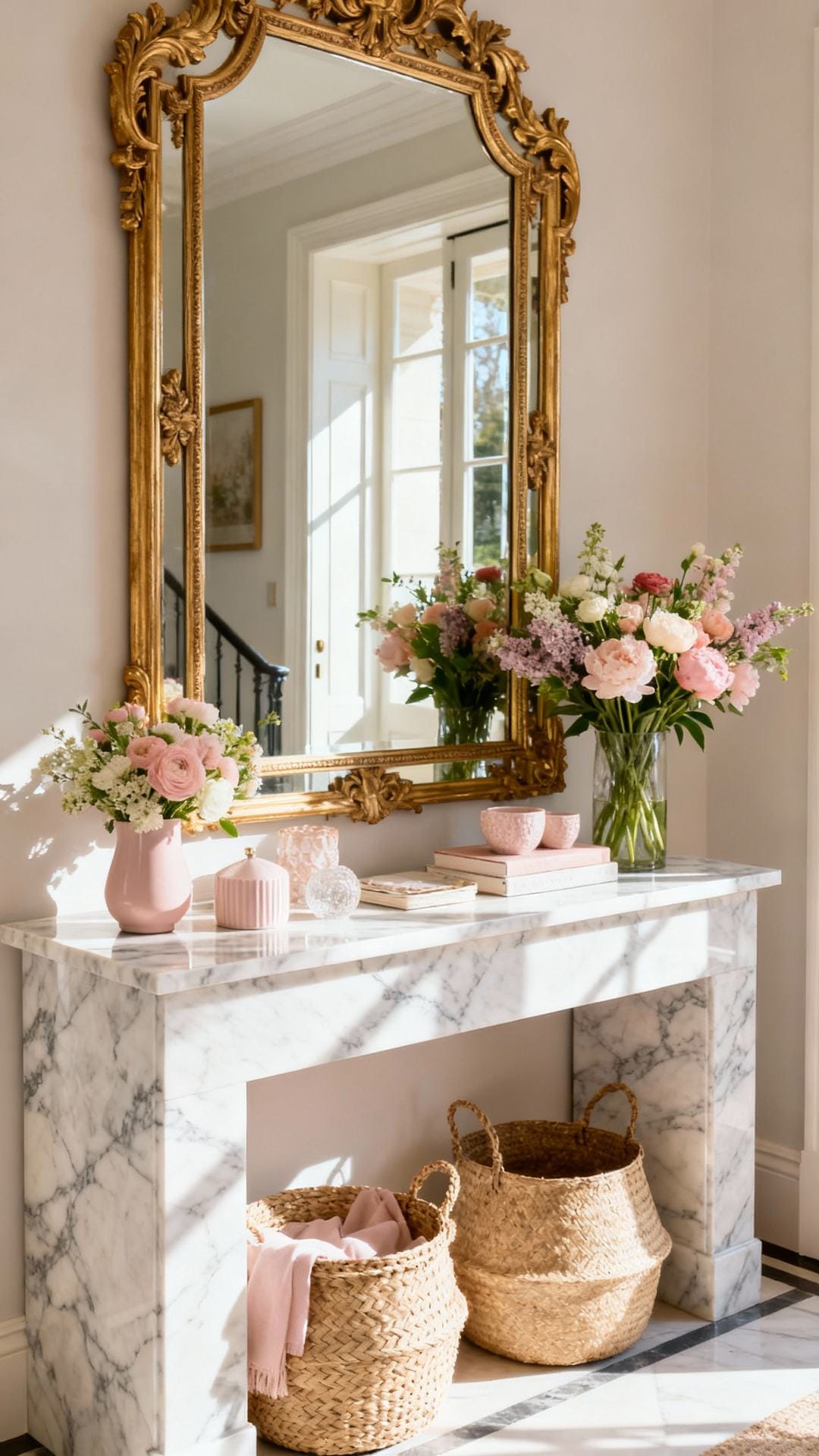 Parisian Chic With Gilded Mirror and Marble Console