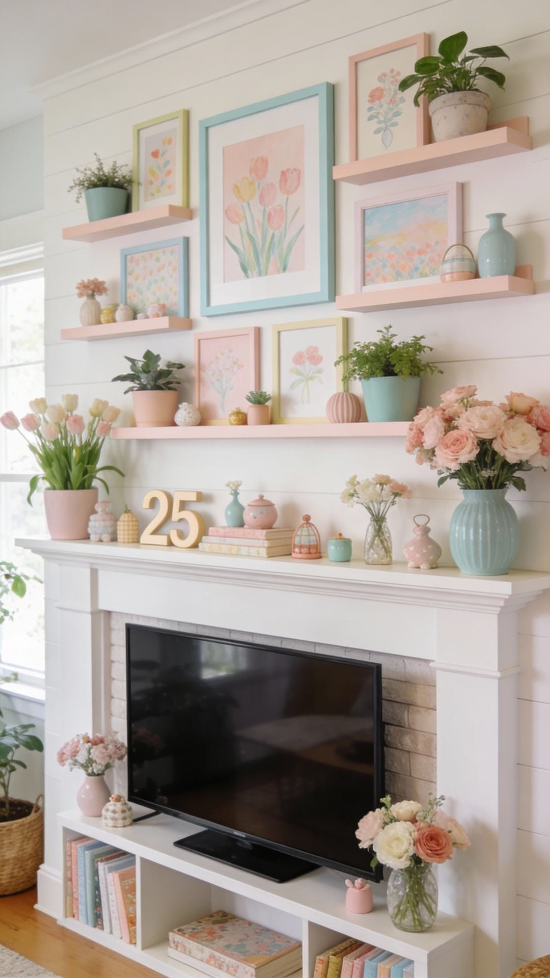 Pastel Gallery Mantel With Art Ledges