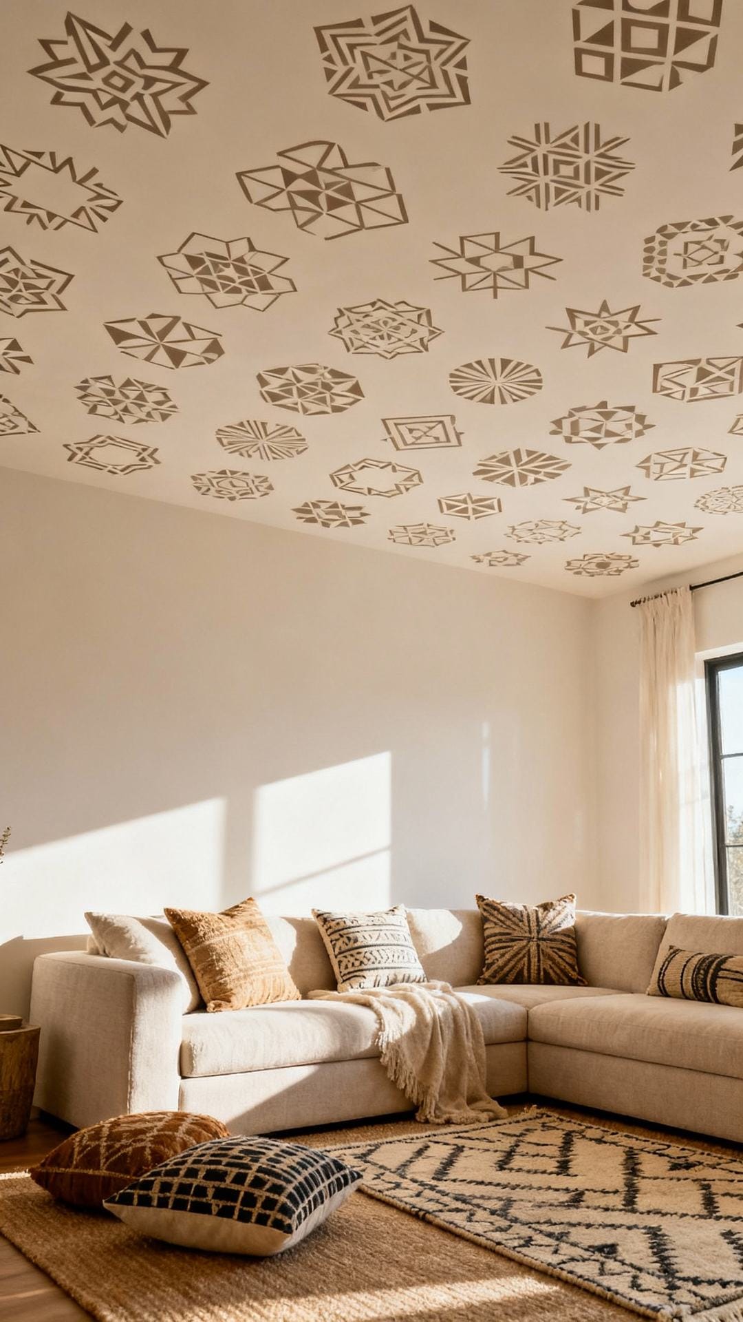 Pattern Play: Stenciled Ceiling With Geometric Motifs
