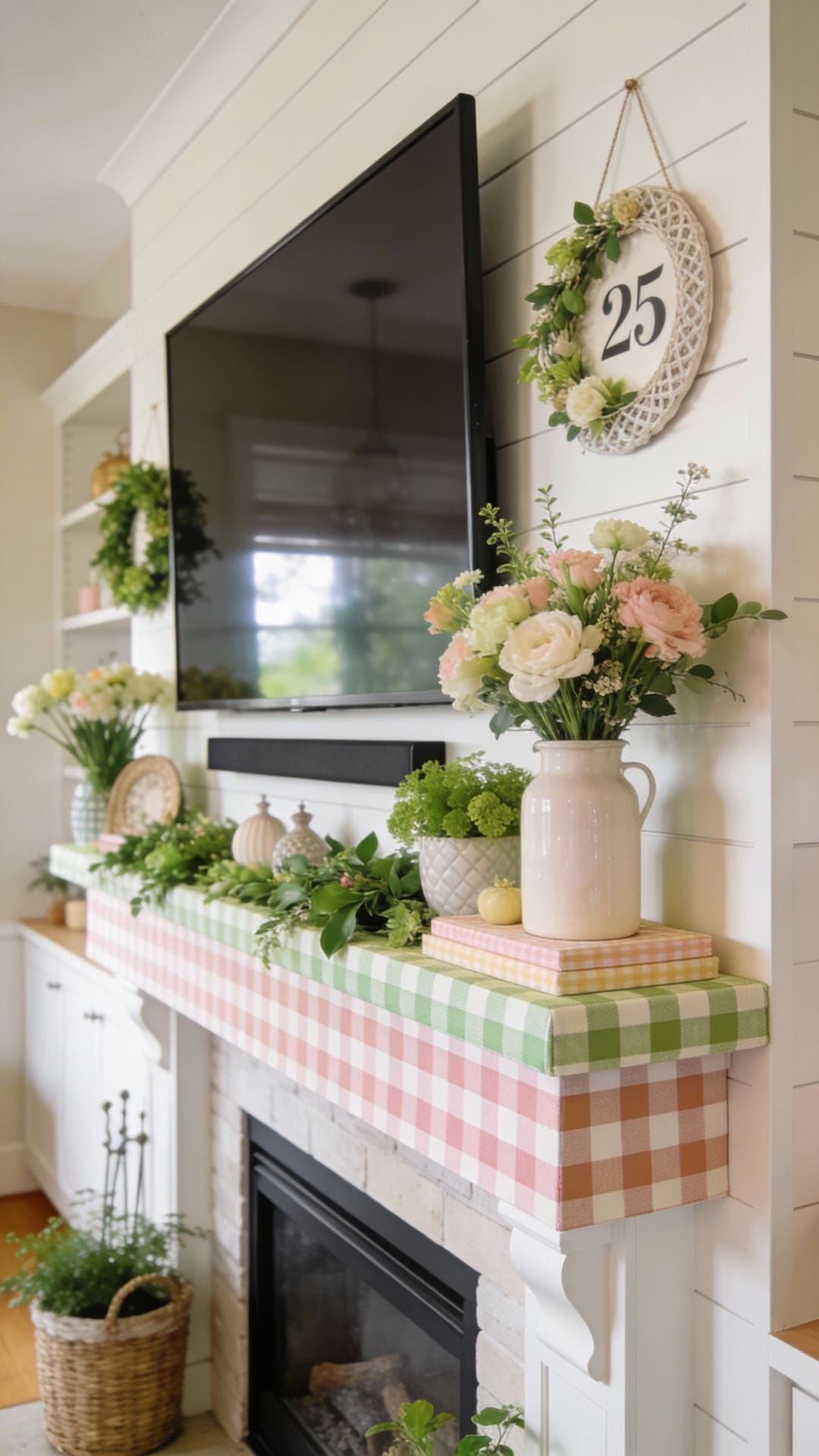 Pretty-In-Plaid Mantel With Gingham Layers