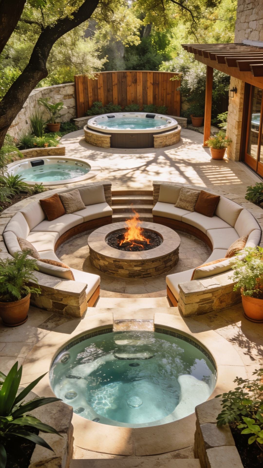 Resort-Style Sunken Lounge With Fire Pit