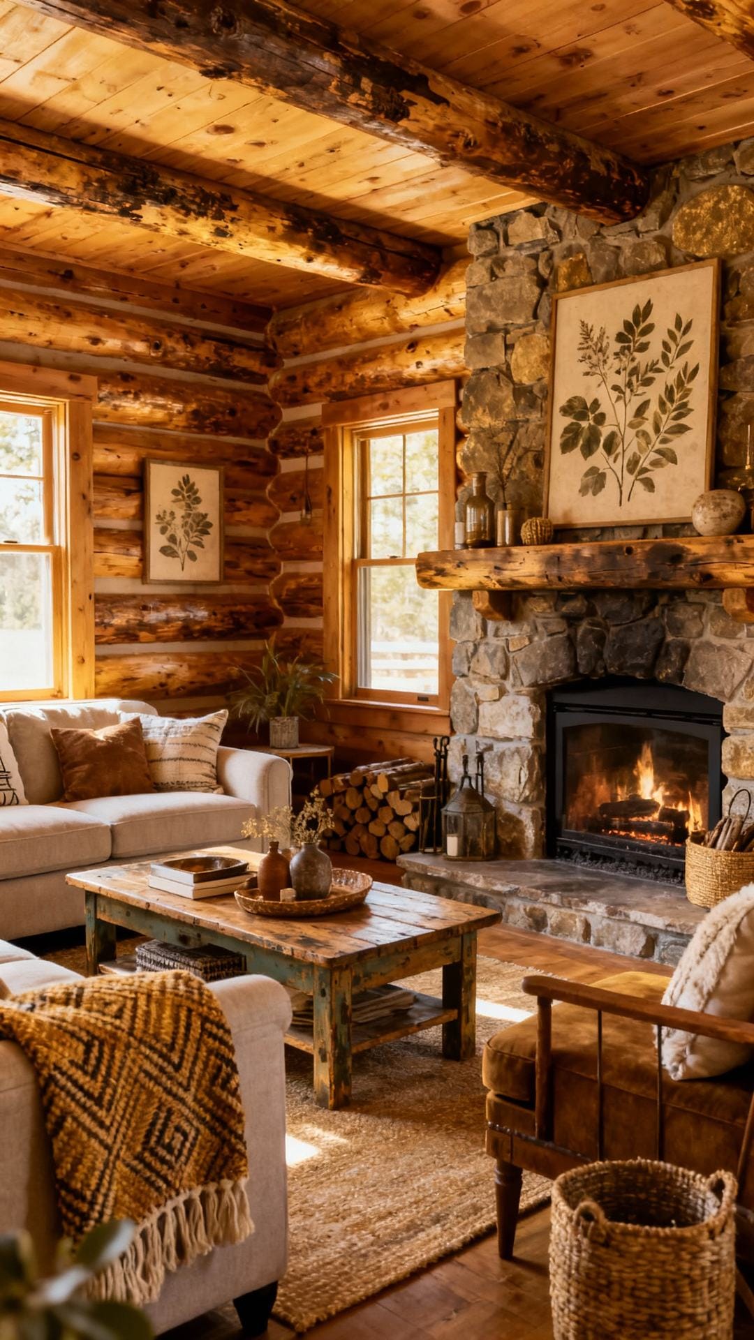 Rustic Cabin With Log Accents