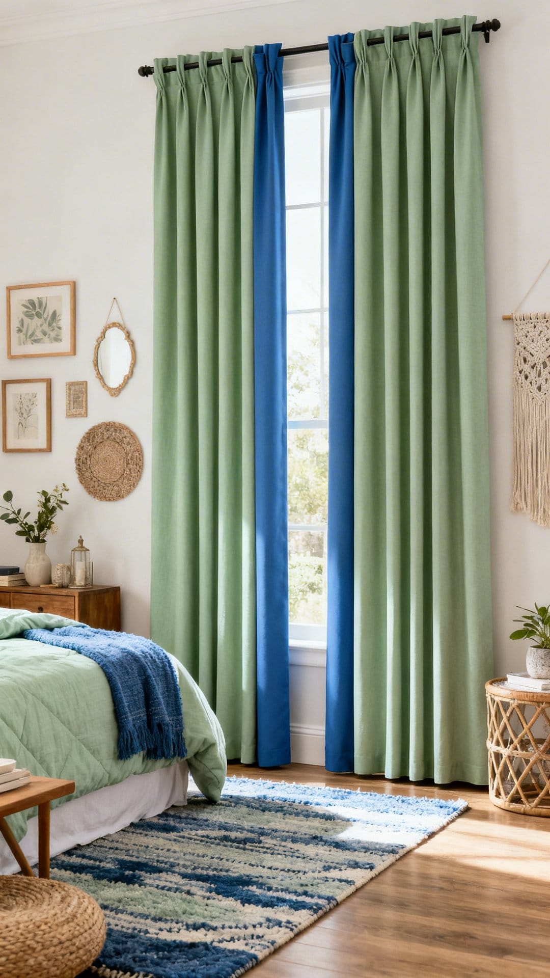 Sage Curtains, Blue Blackout Liner