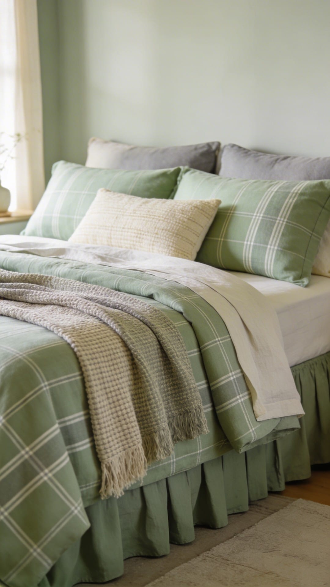 Sage Stripes Or Checks In Bedding