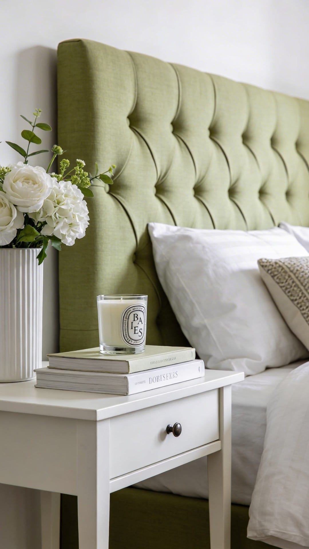 Sage Upholstered Headboard For Soft Focus