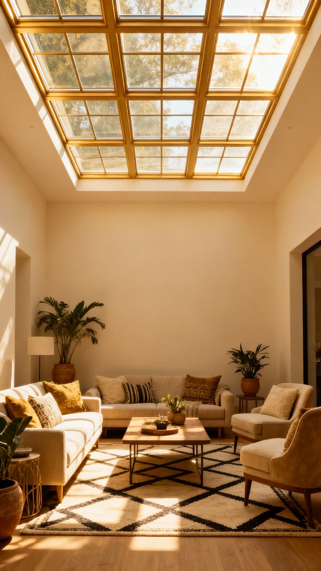 Skylight Grid: Sunshine-Loving Ceiling With Framed Glass Panels