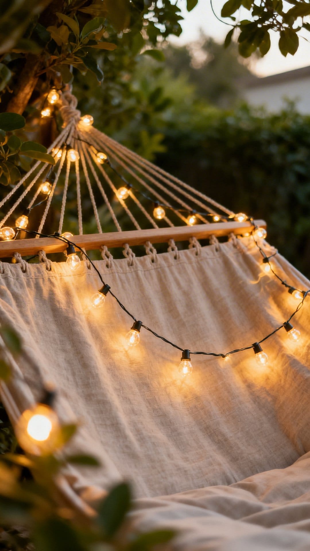 Swag Lights Over A Hammock Or Daybed
