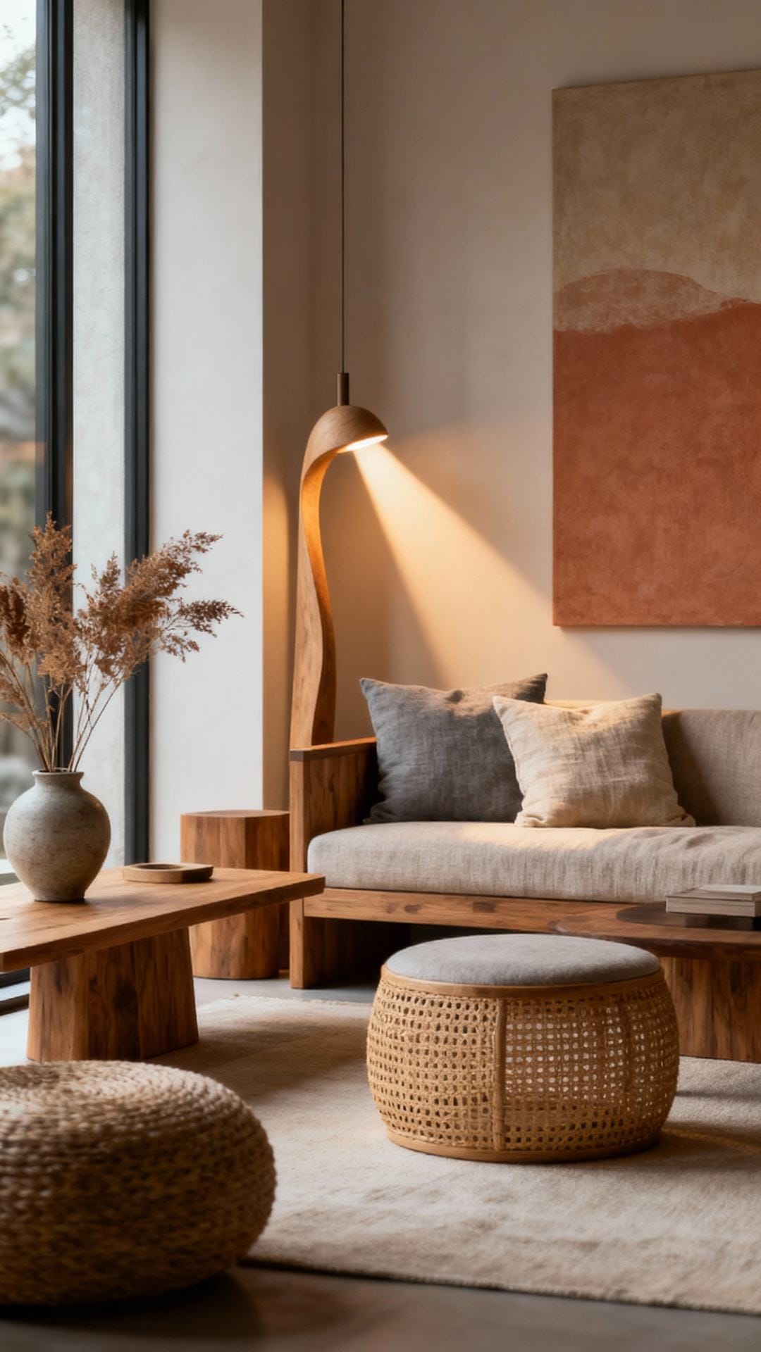 Textured Neutrals With Sculptural Lighting
