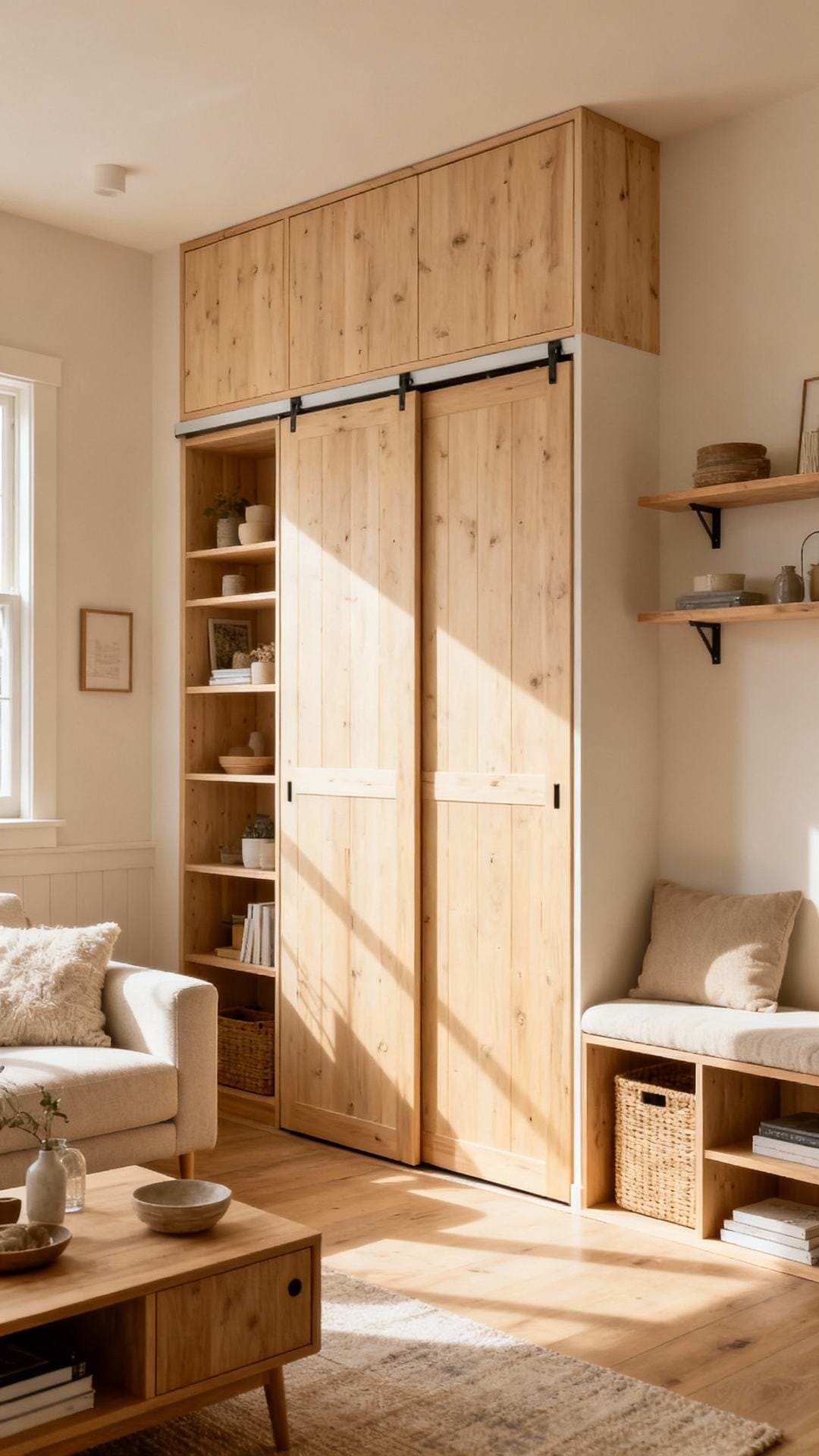 Urban Farmhouse With Sliding Storage and Soft Woods