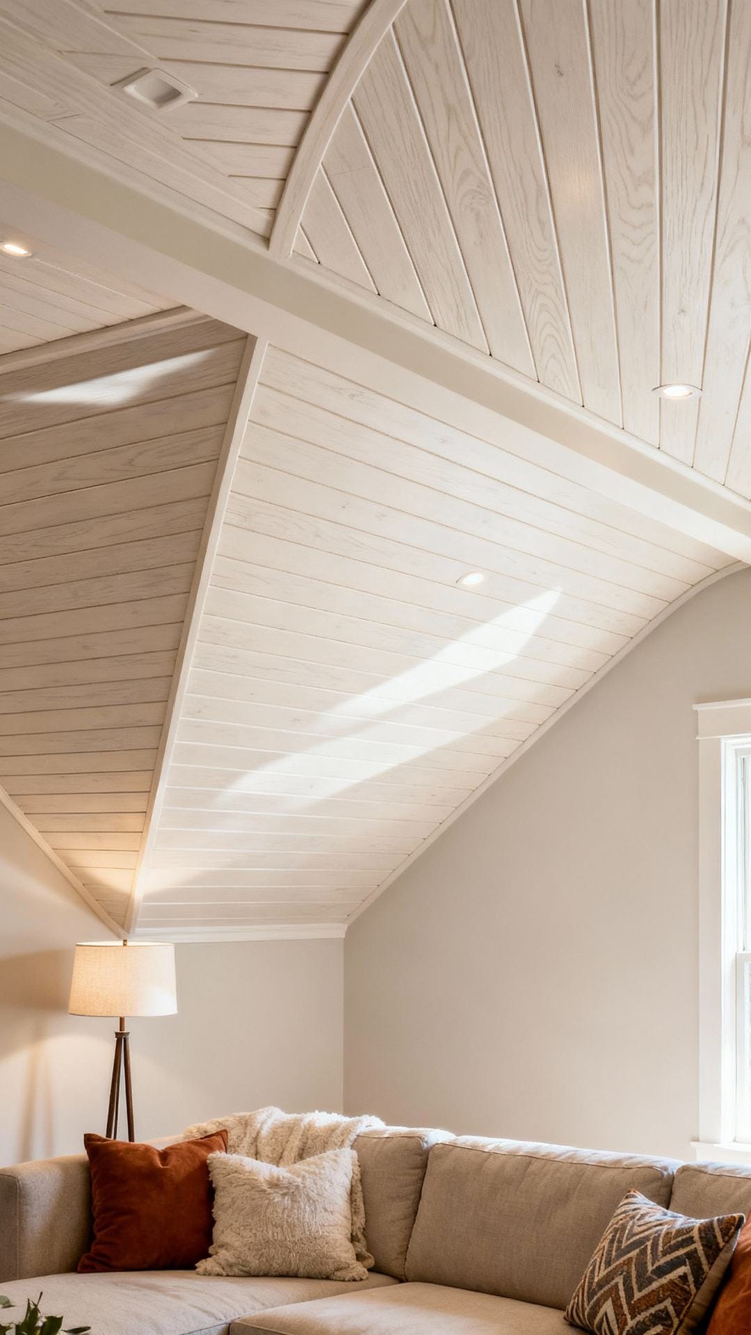 Vaulted Ceiling With Tongue-and-Groove Planks