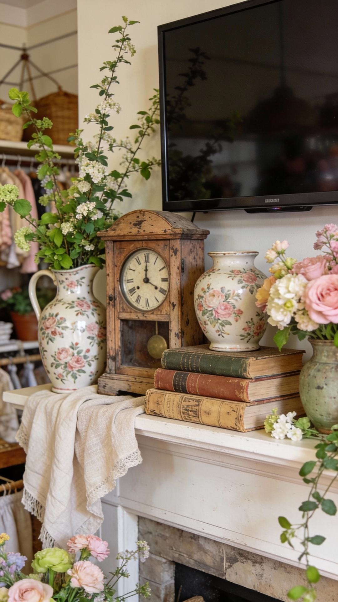 Vintage Market Mantel With Collected Finds