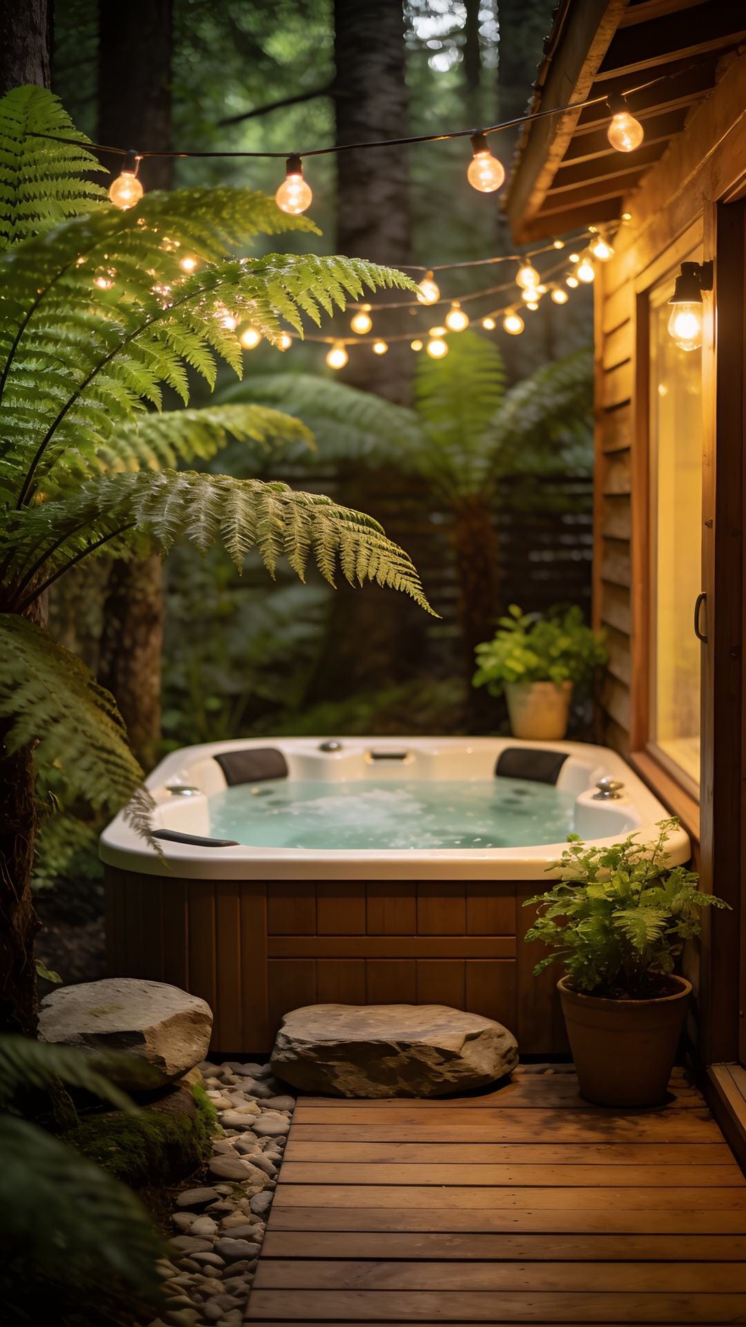 Woodland Hideaway With Ferns and Fairy Lights