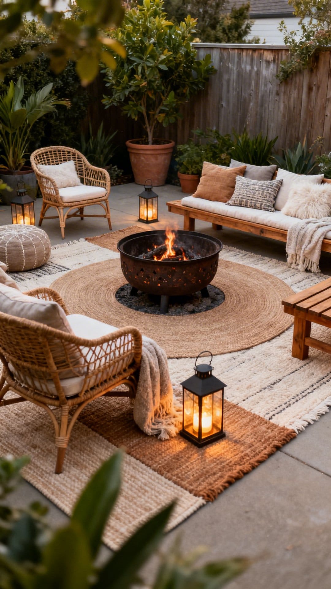 Define the Space With Rugs and Low Lanterns