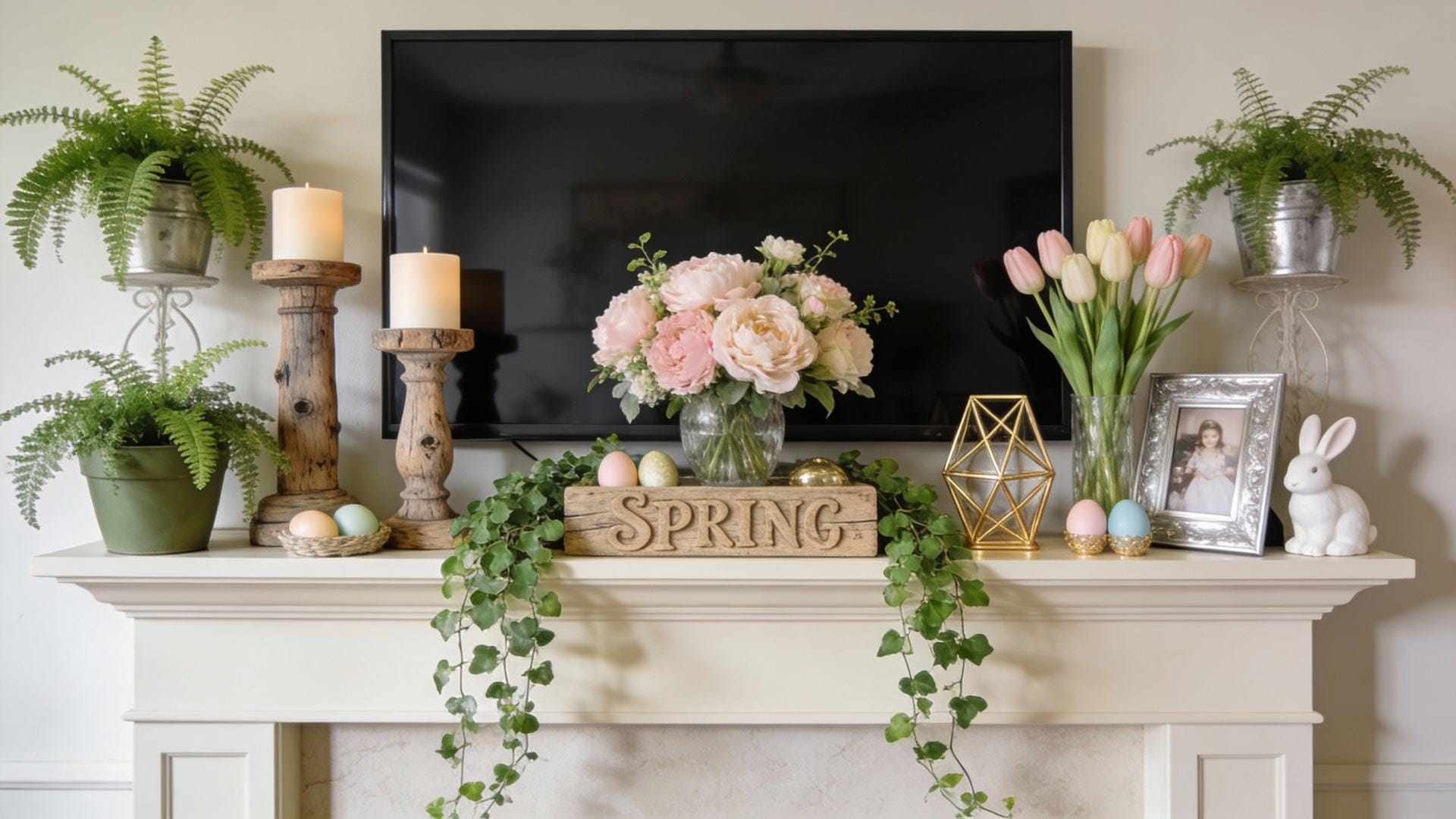 Spring Mantel Decor