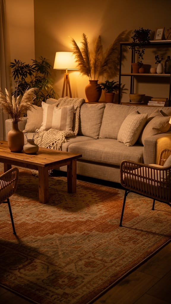 Add Area Rugs in Earthy Tones