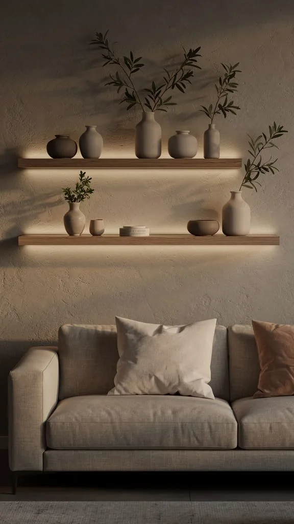 Add Floating Shelves With Subtle Lighting