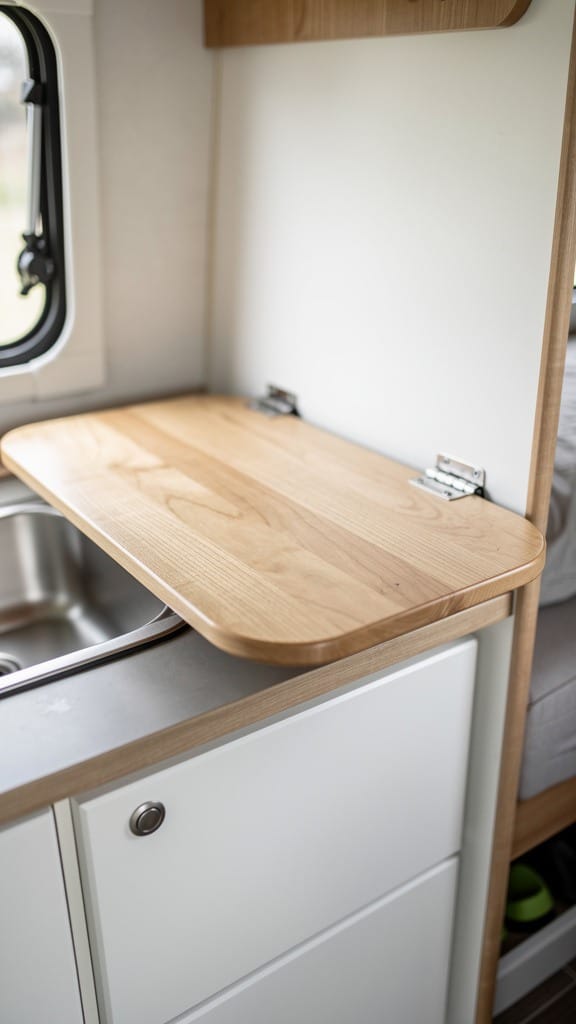 Add a Fold-Down Shelf for Extra Counter Space