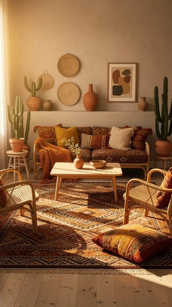 Boho-chic Moroccan pattern boho living room rug