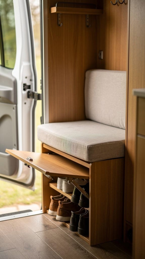 Built-In Side Bench with Shoe Storage