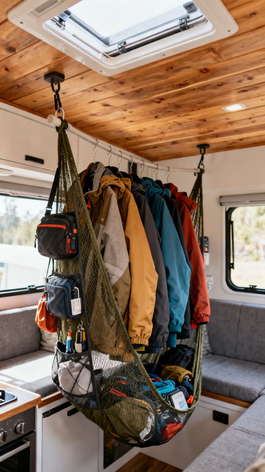 Ceiling-Mounted Hammock Storage