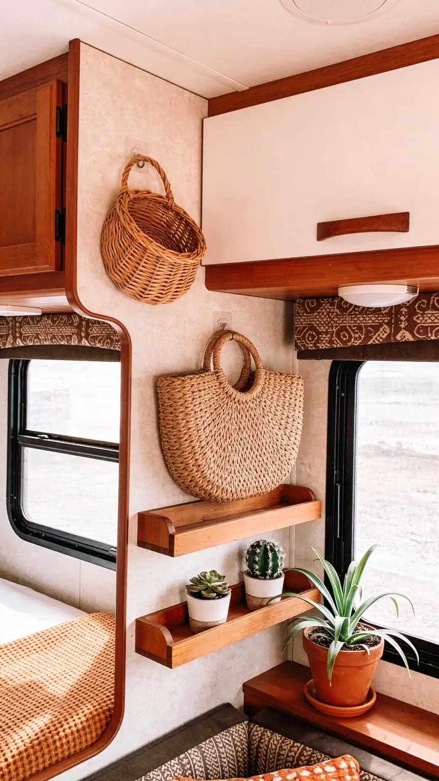 Warm neutral color palette with amber lighting across the space