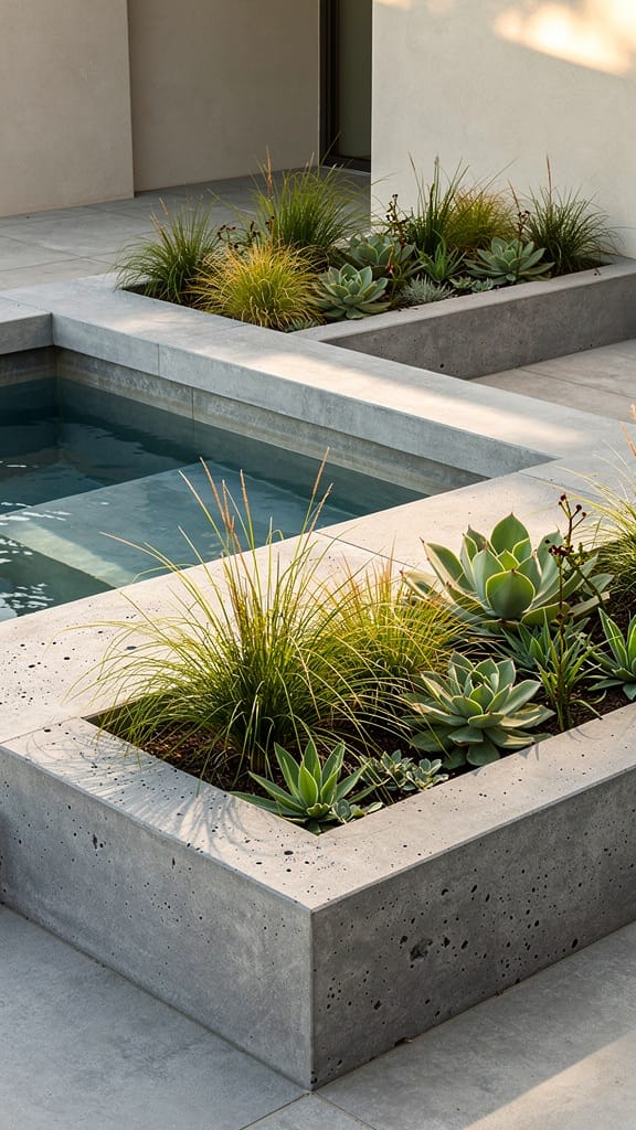 Concrete Surround With Planter Cutouts