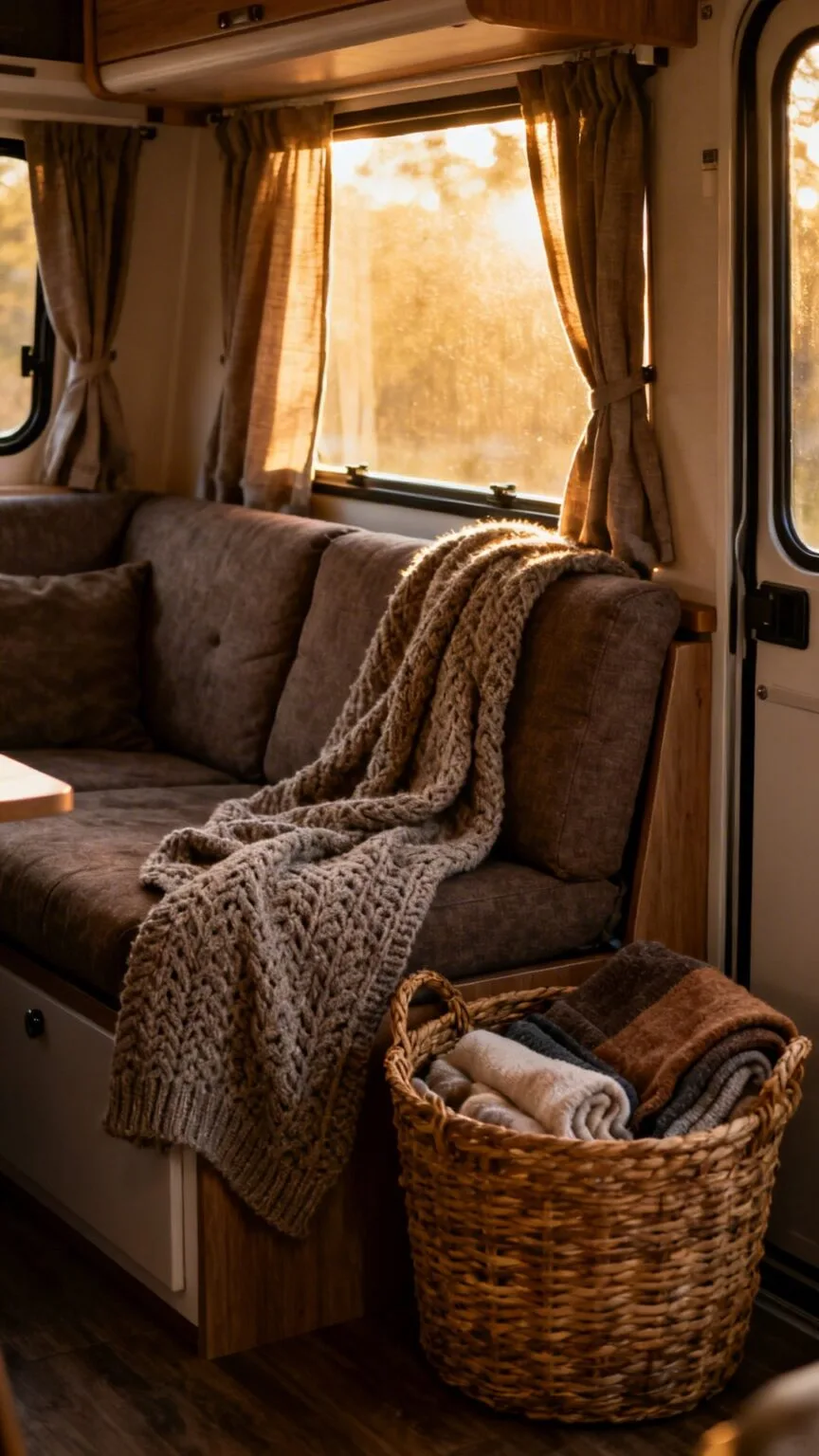 Light throw blankets folded over a sofa for breezy summer comfort