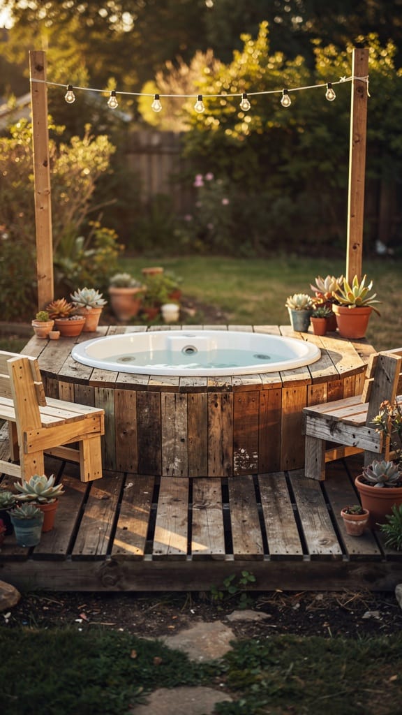 DIY Pallet Deck Jacuzzi