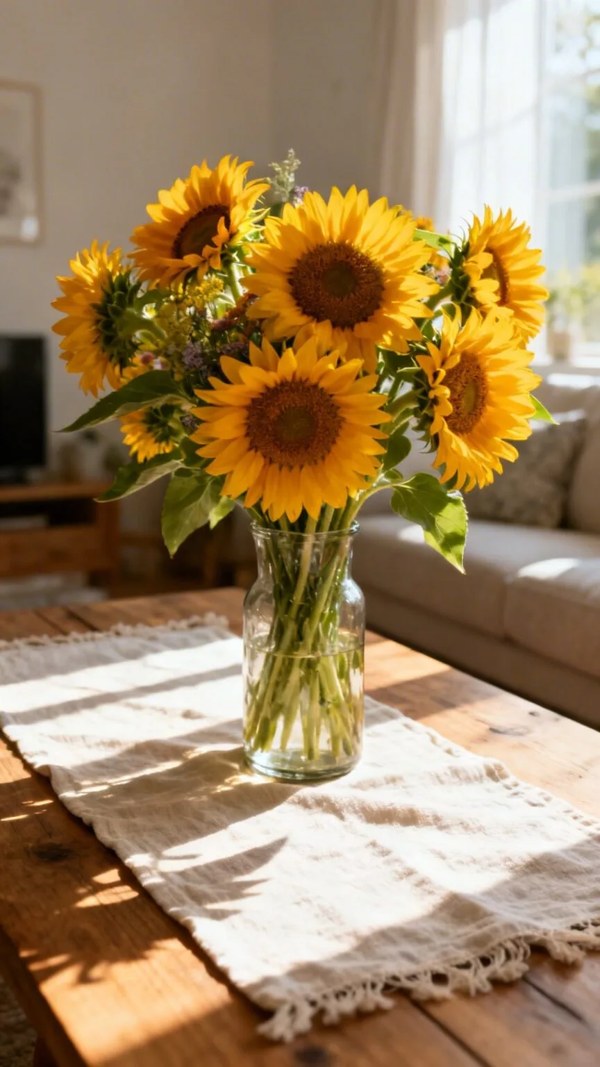 Fresh summer greenery and decor catching warm golden-hour light