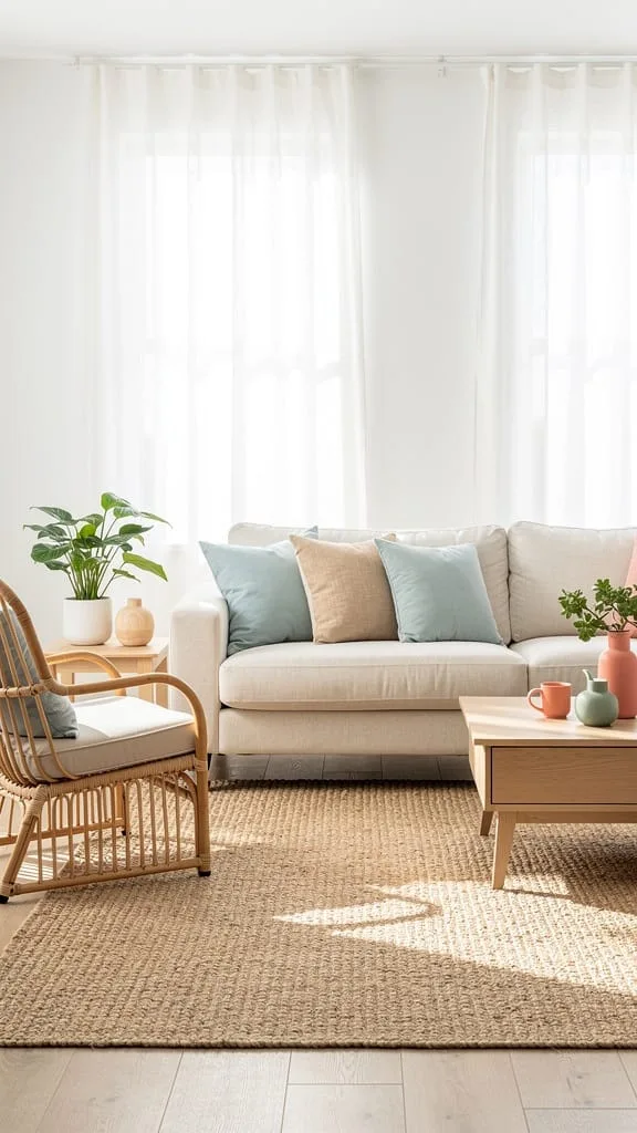 Light and airy summer living room design color palette