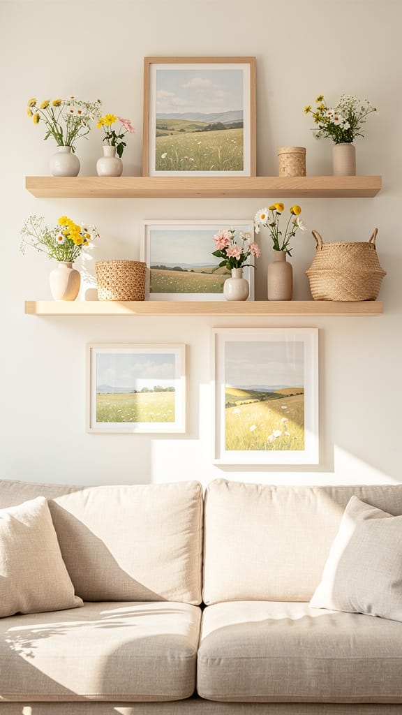 Floating Shelves With Summer Decor
