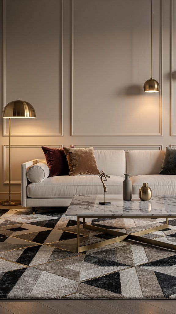 Geometric Rugs with Metallic Accents