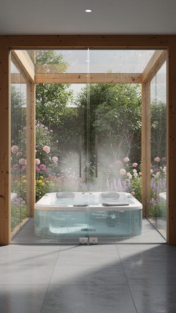 Glass-Walled Garden Jacuzzi