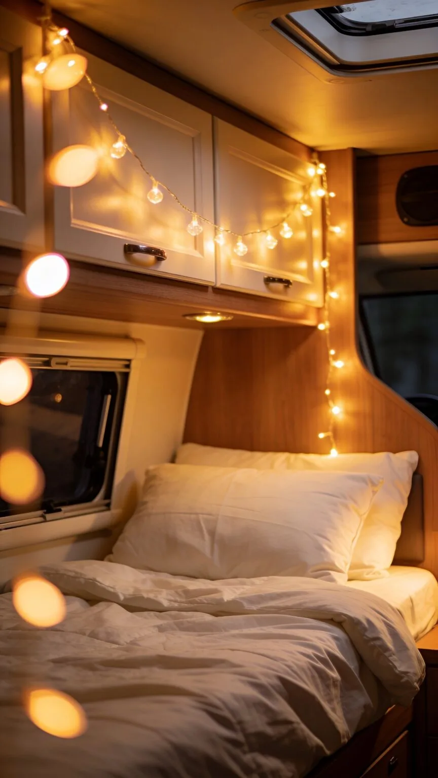 Delicate fairy lights wrapped around decor for a warm summer twinkle